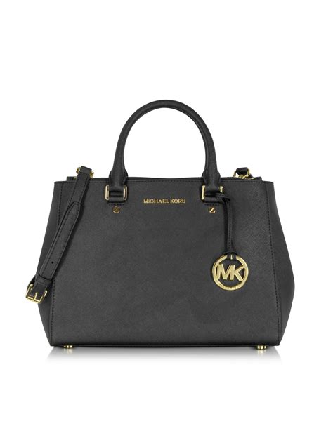 michael kors sutton handbag black|Michael Kors Sutton Leather Medium Satchel Handbag .